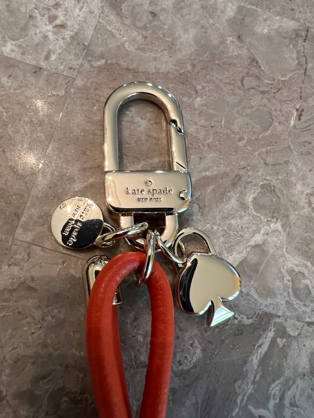 kate spade Orange Leather Knot Key Charm with Pearl and Spade charm only - Picture 4 of 10